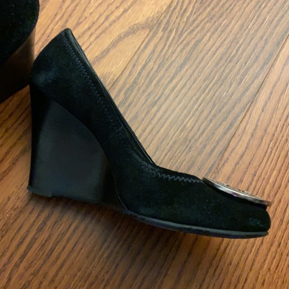 Tory Burch Suede Wedge with TB logo on the front - Picture 2 of 4